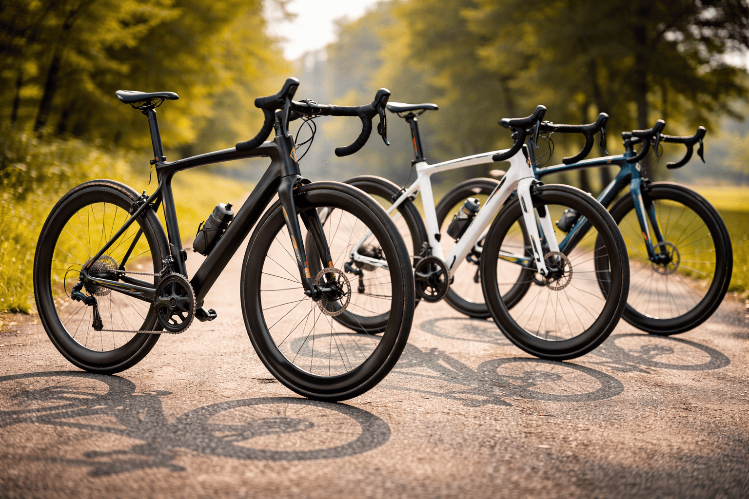 Road bikes in golden light